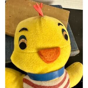 Vintage 11" Chicken Plush Fiesta Concessions Rooster Striped Shirt Blue Pants